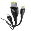Kabel 3w1 Baseus Flash Series 3 100W USB-C - USB-C+USB-C+Lightning 1,5m + 3 x 0,25 m - czarny